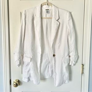 Magaschoni White Linen Blazer Jacket